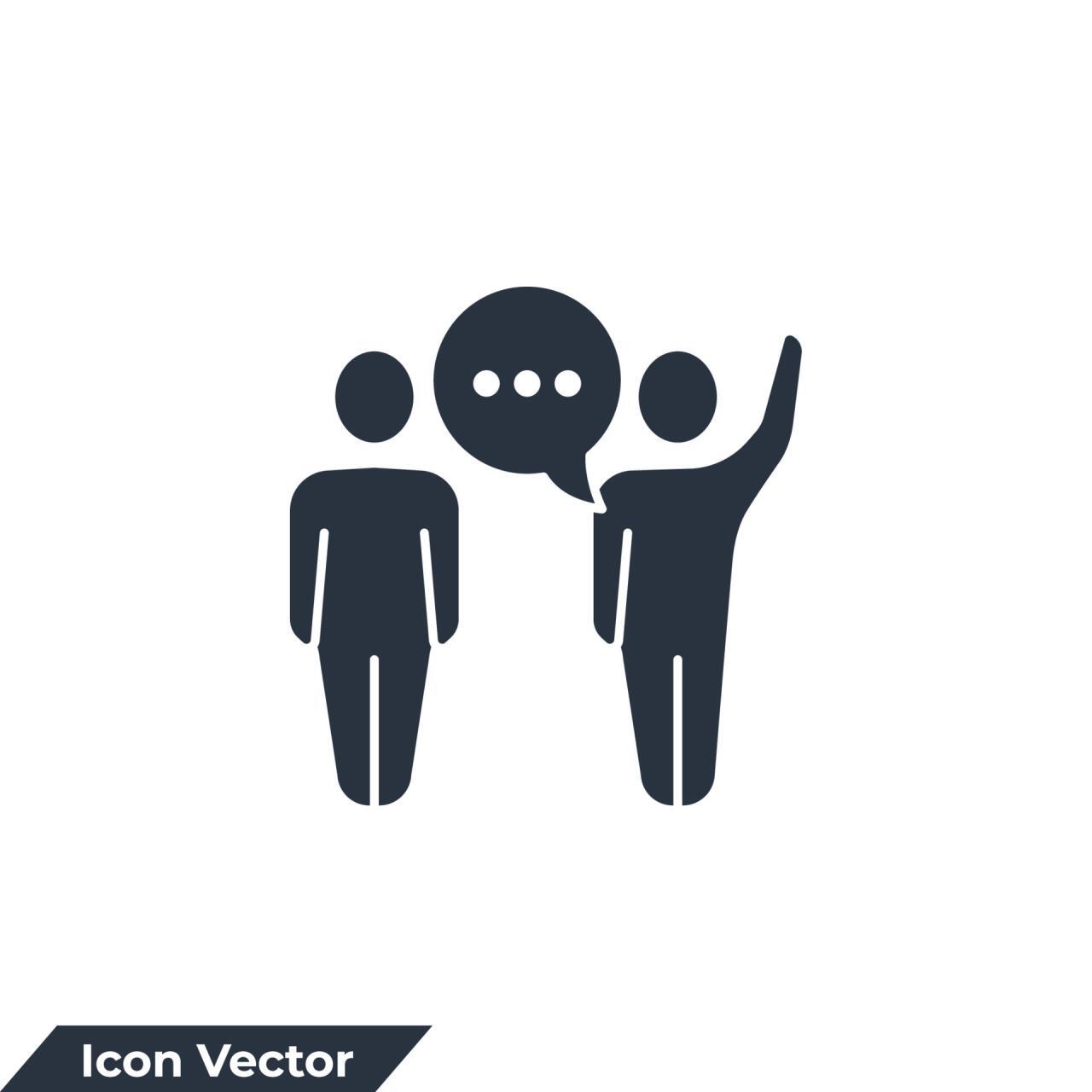 Communication icon logo vector illustration. Speaking People symbol ...