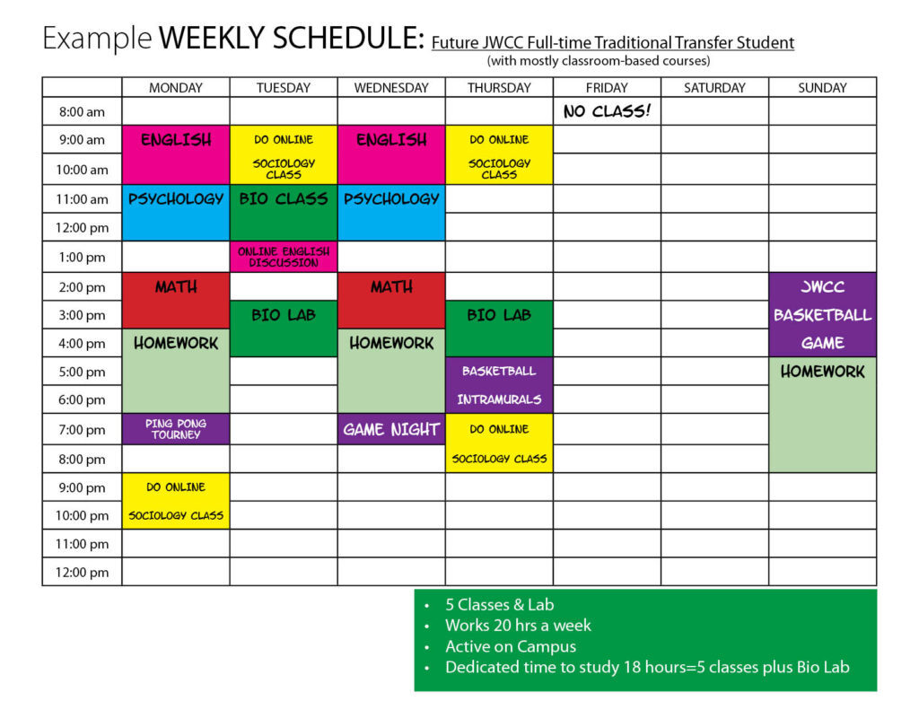 Sample Schedules - JWCC Sample Schedules - JWCC